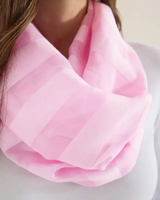 Cecil Striped Loop Scarf - Light Blush Rose