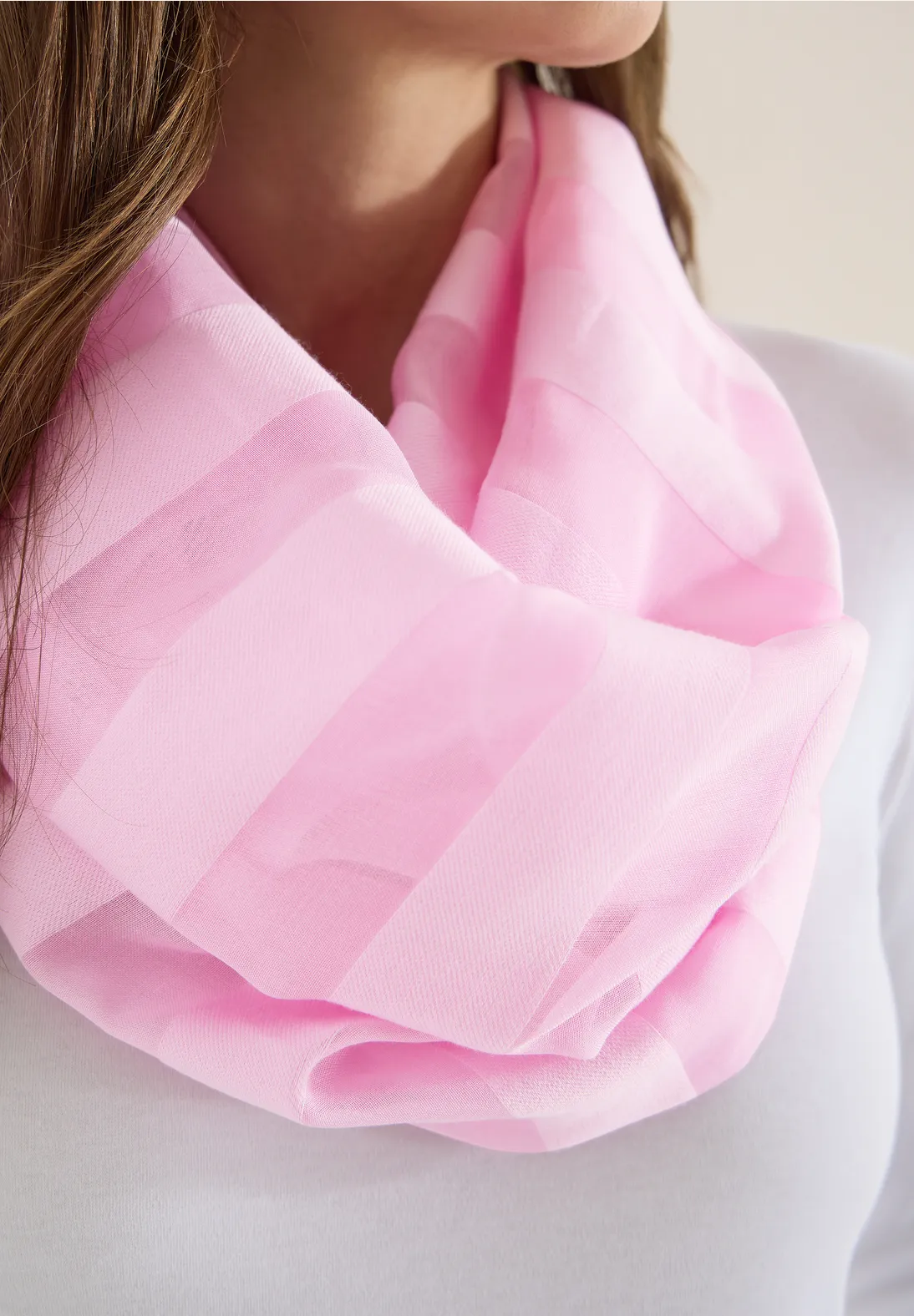 Cecil Gestreepte Lussjaal - Light Blush Rose