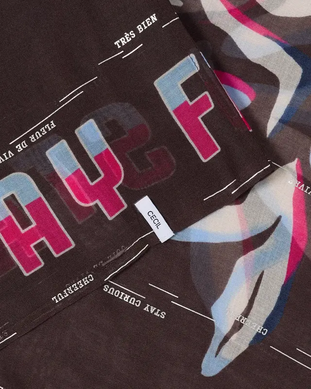 Cecil Loop Schal mit Folienprint - Macchiato Brown