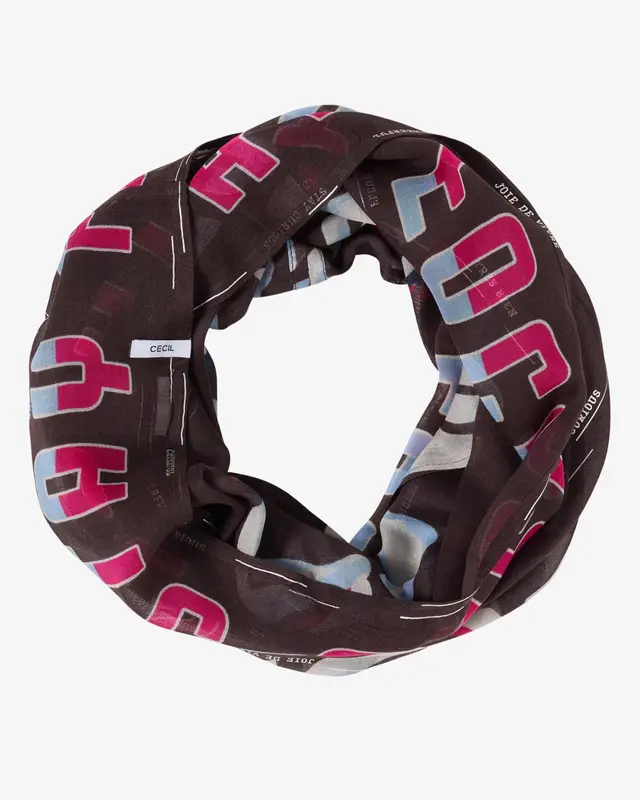 Cecil Loop Scarf with Foilprint - Macchiato Brown