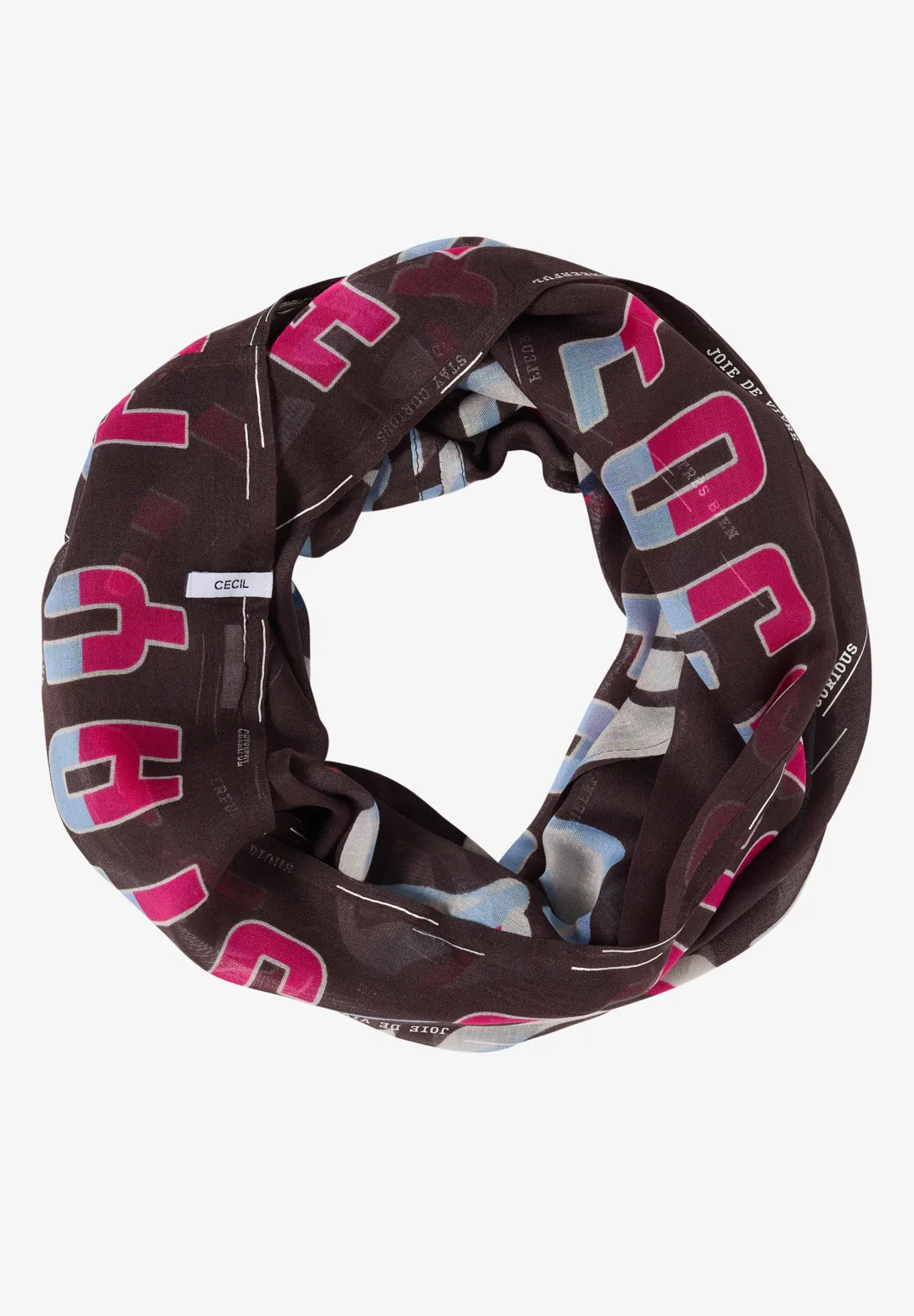 Cecil Loop Schal mit Folienprint - Macchiato Brown