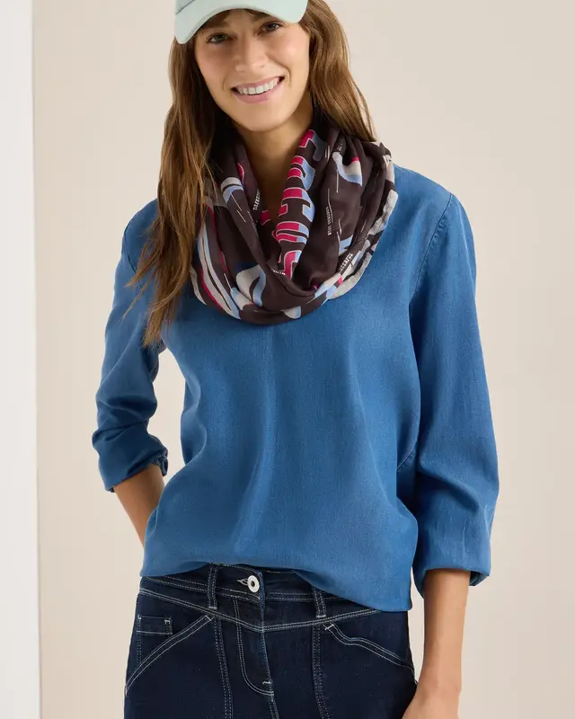 Cecil Loop Scarf with Foilprint - Macchiato Brown