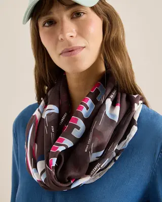 Cecil Loop Scarf with Foilprint - Macchiato Brown