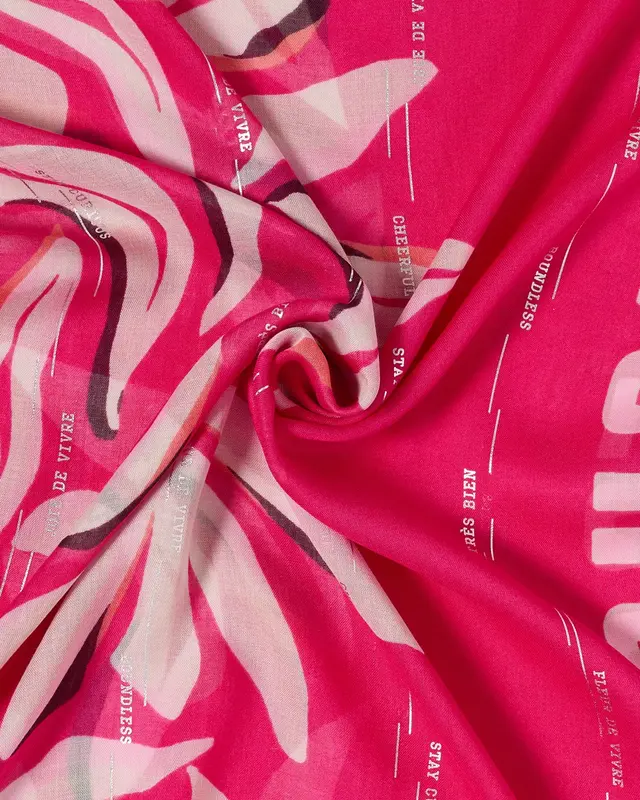 Cecil Sjaal met Lus en Folieprint - Beetroot Pink