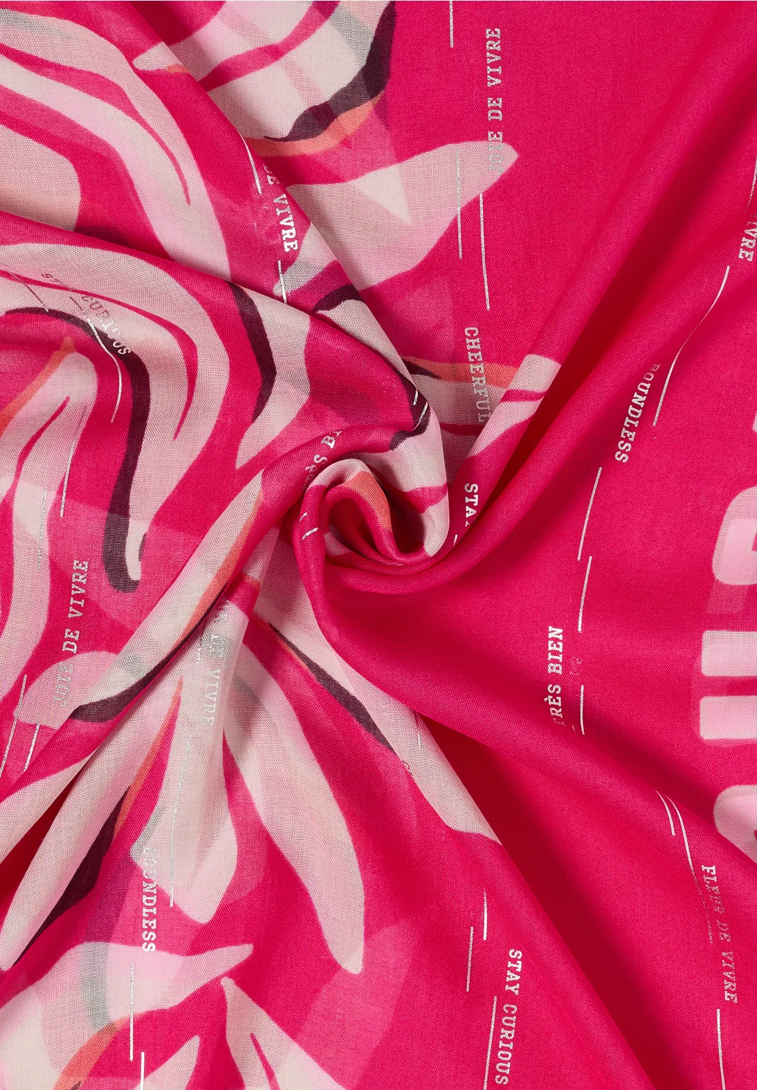 Cecil Sjaal met Lus en Folieprint - Beetroot Pink