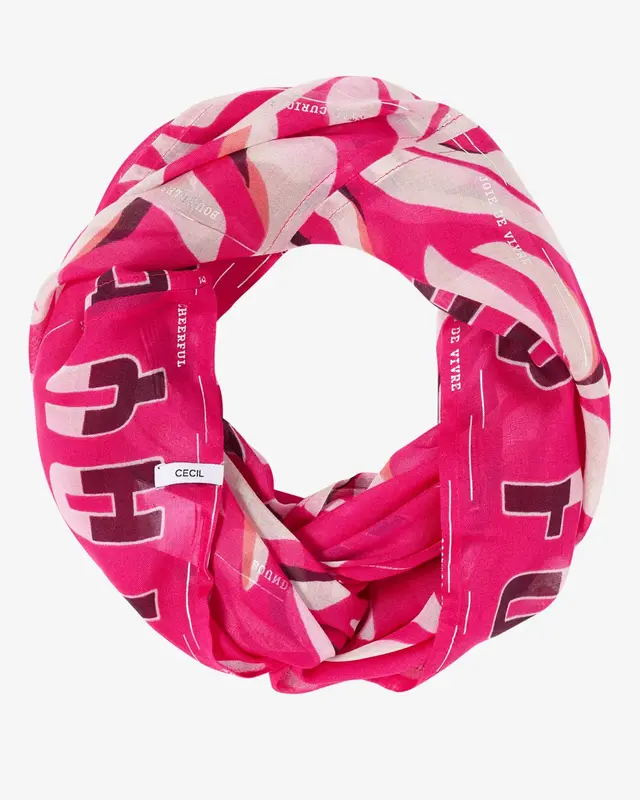 Cecil Loop Schal mit Folienprint - Beetroot Pink