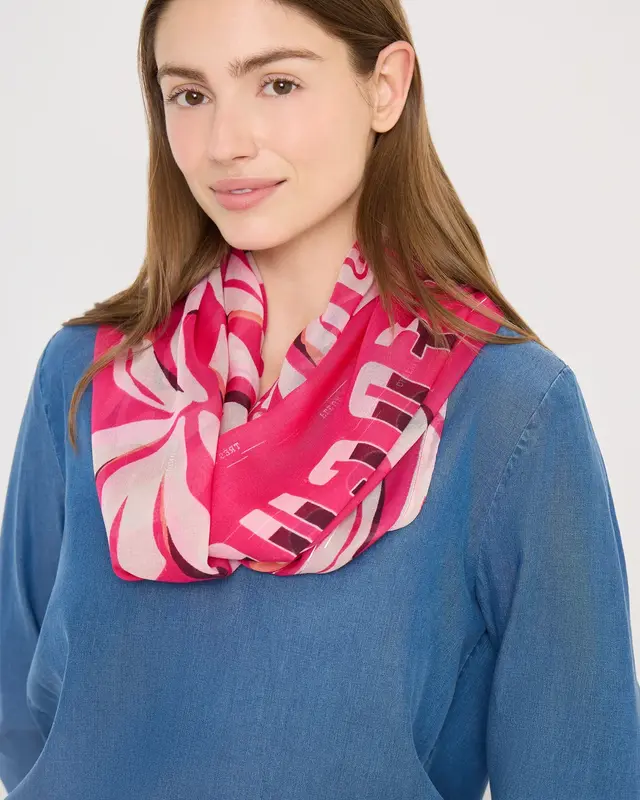 Cecil Sjaal met Lus en Folieprint - Beetroot Pink