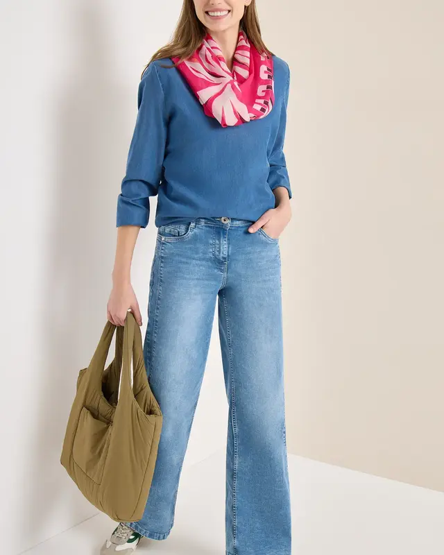 Cecil Loop Schal mit Folienprint - Beetroot Pink