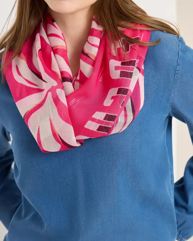 Cecil Sjaal met Lus en Folieprint - Beetroot Pink