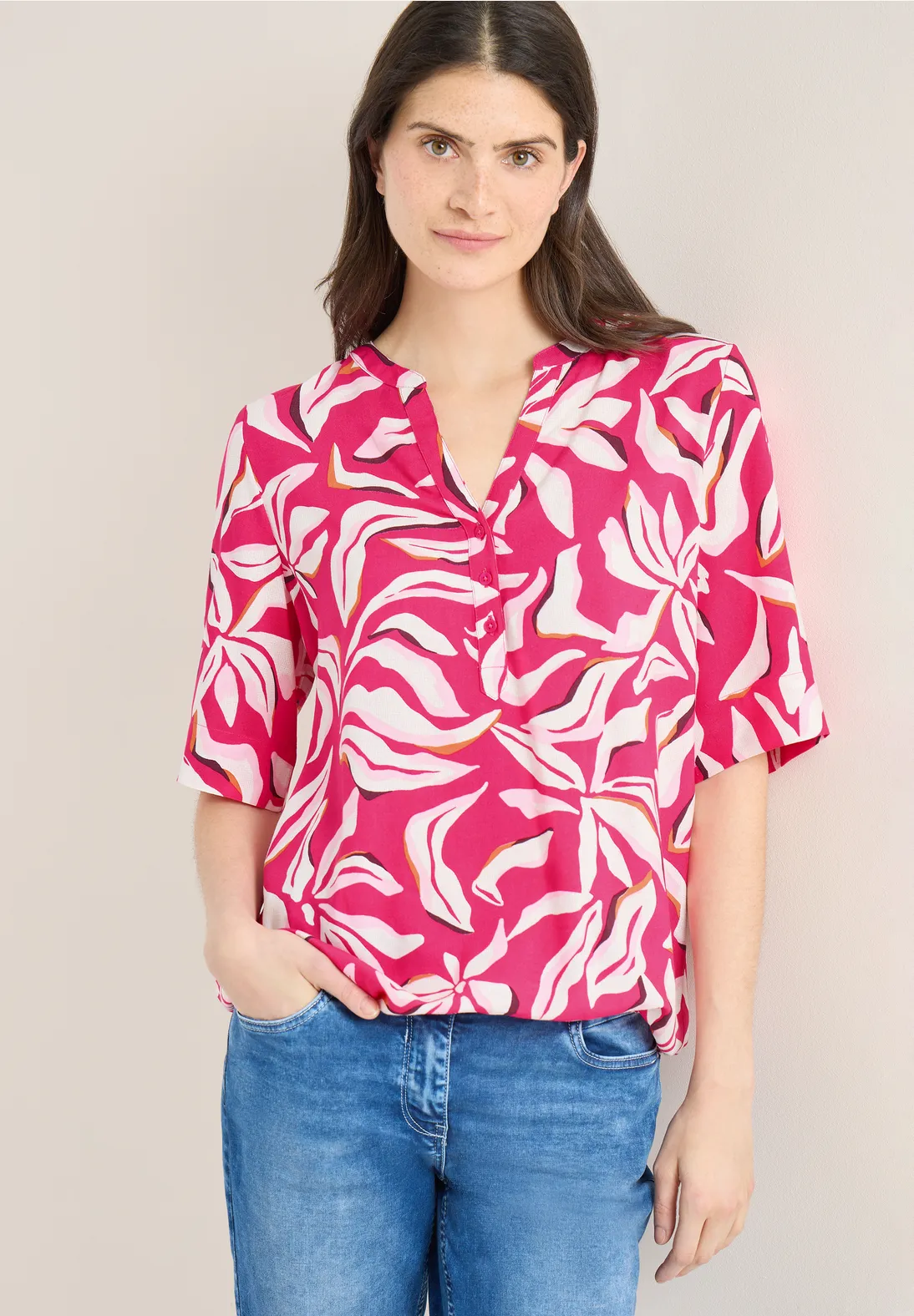 Cecil Print Bluse - Beetroot Pink
