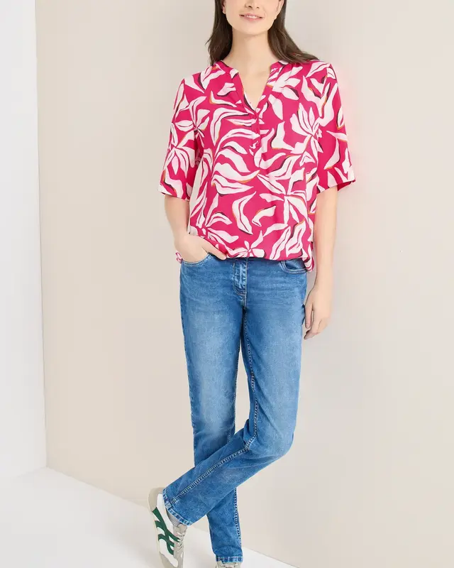 Cecil Print Blouse - Beetroot Pink