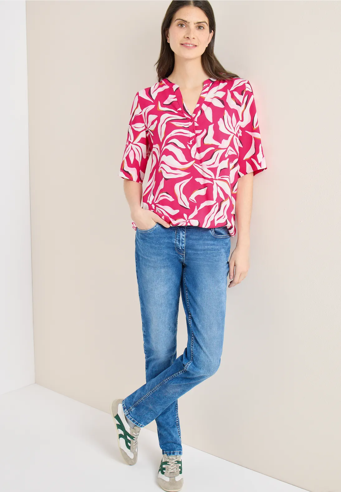 Cecil Print Blouse - Beetroot Pink