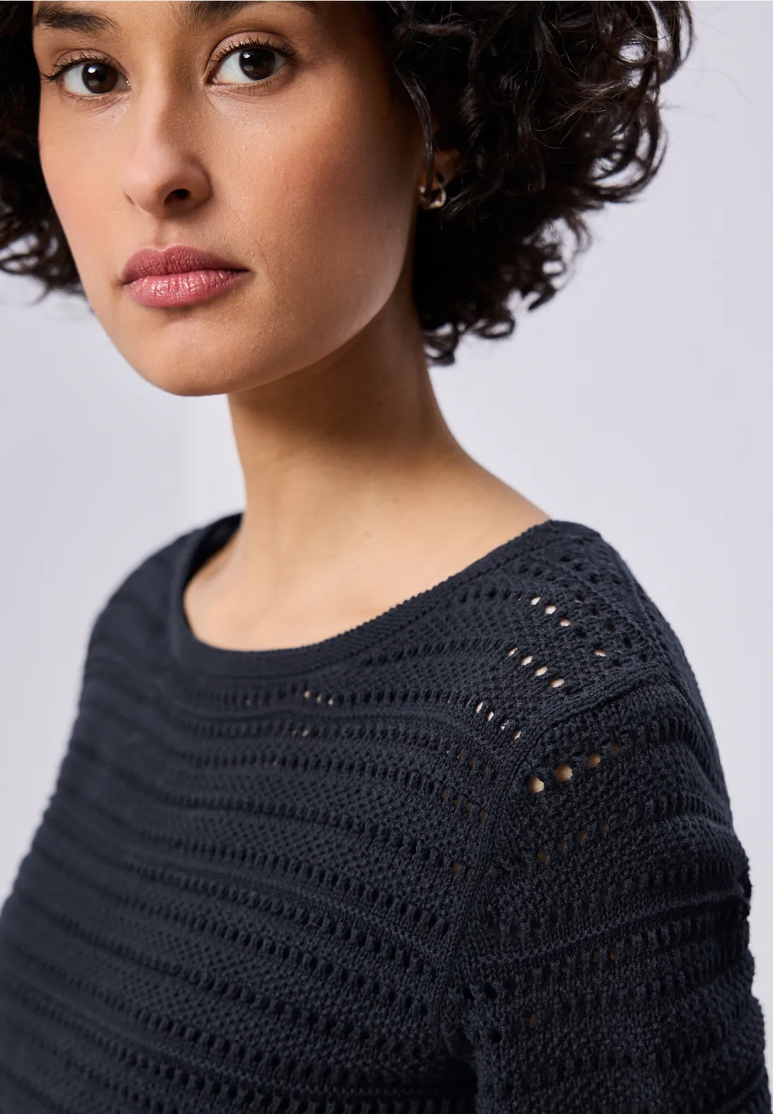 Street One Trui met Structuur - Shadowed Navy