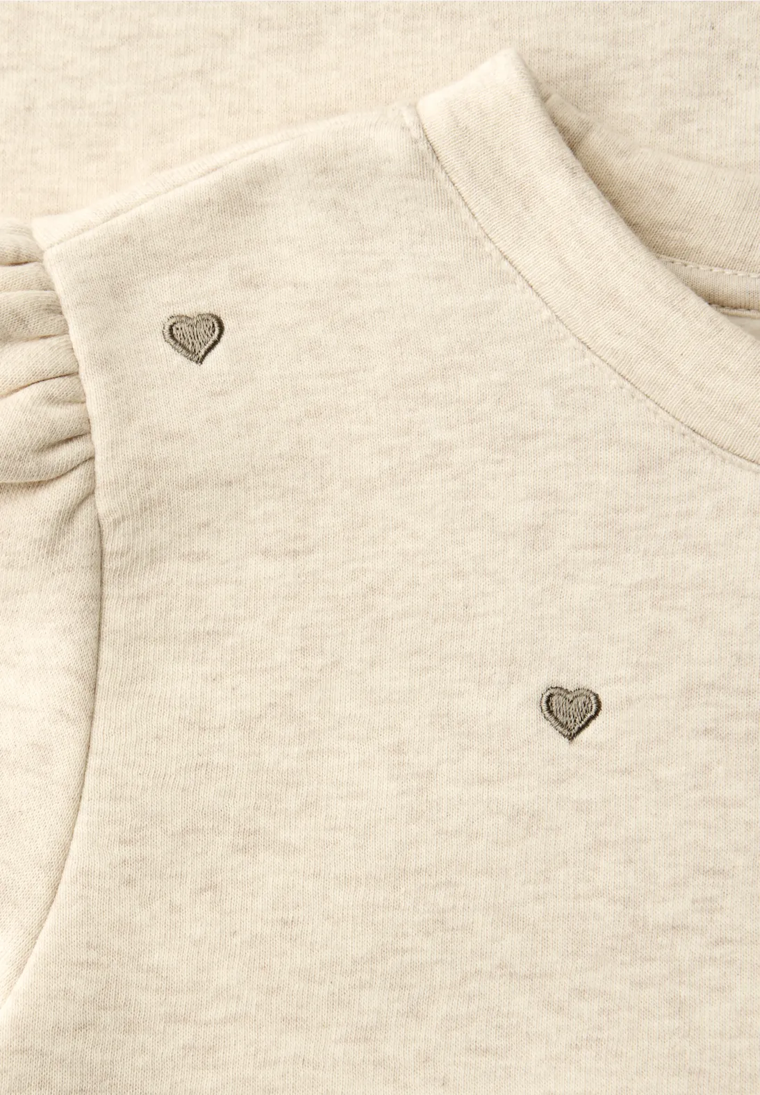 Street One Studio Sweatshirt mit Herzstickerei - Stone Sand Melange