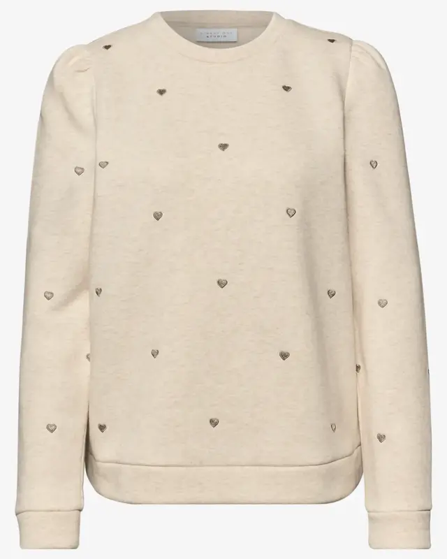 Street One Studio Sweatshirt with Hearts - Stone Sand Melange