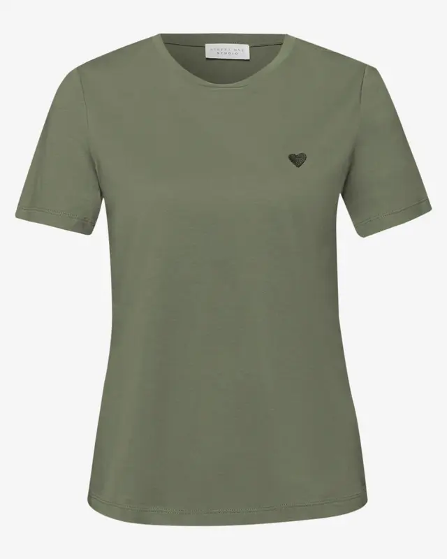 Street One Studio T-Shirt with Heart - Lichen Green