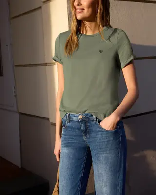 Street One Studio Shirt met Hartjesprint - Lichen Green