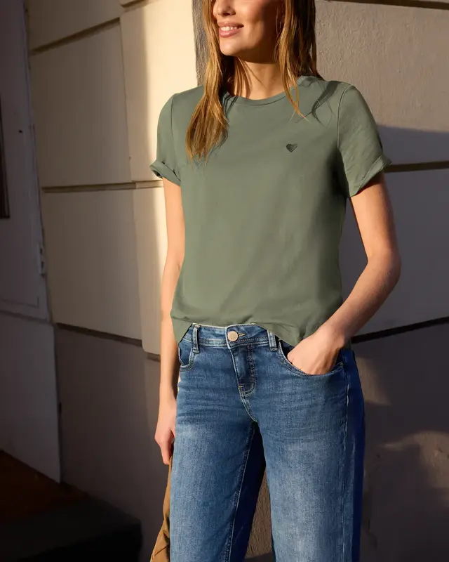 Street One Studio Shirt met Hartjesprint - Lichen Green