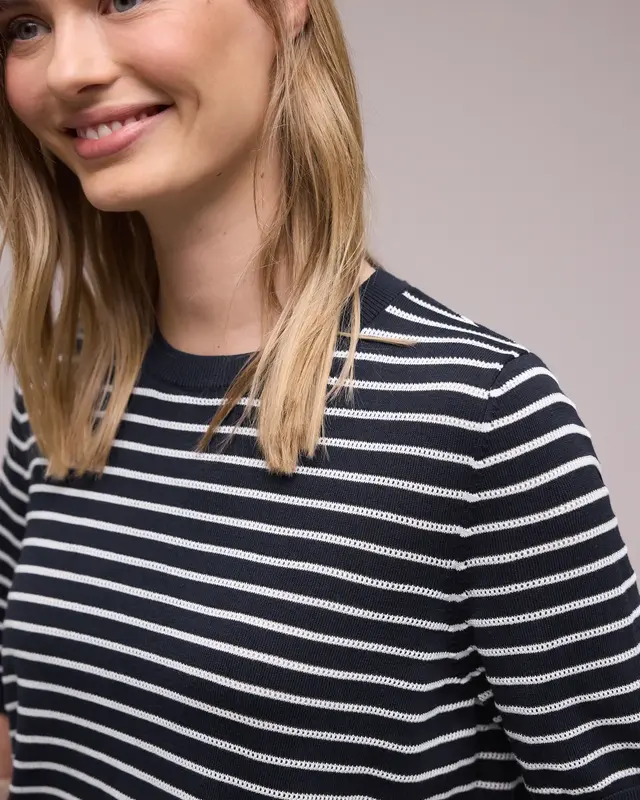 Street One Trui met Strepen - Shadowed Navy