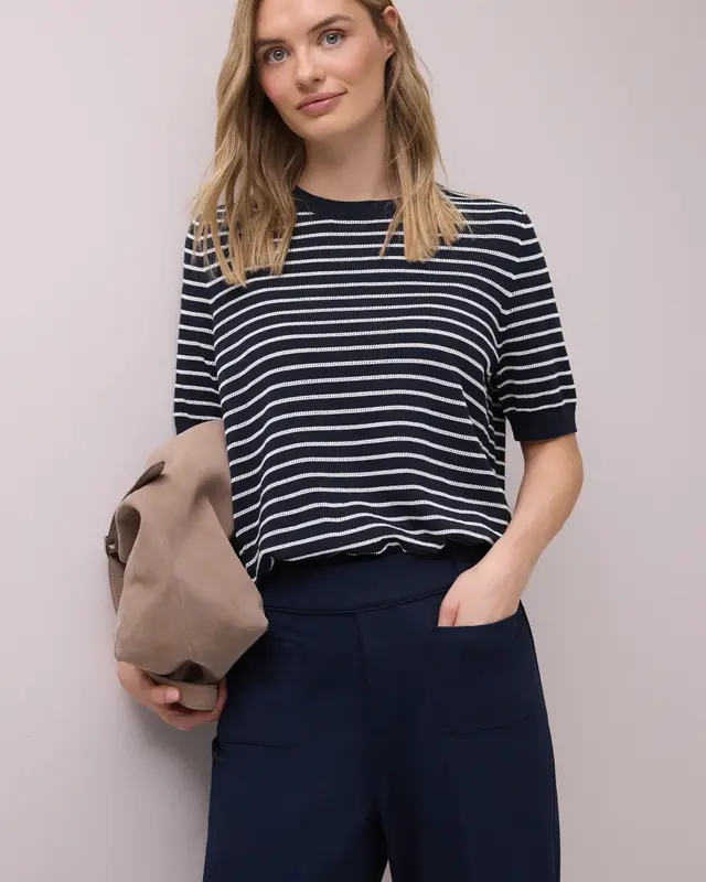 Street One Trui met Strepen - Shadowed Navy