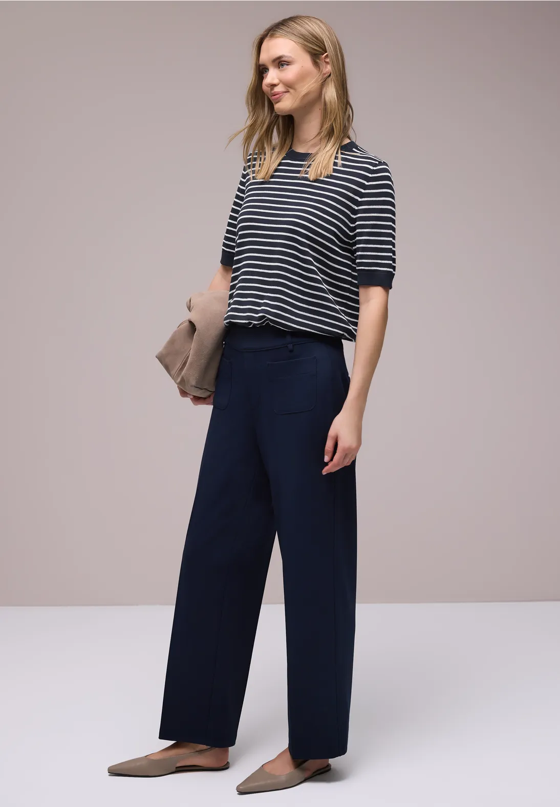 Street One Jumper with Stripes - Shadowed Navy