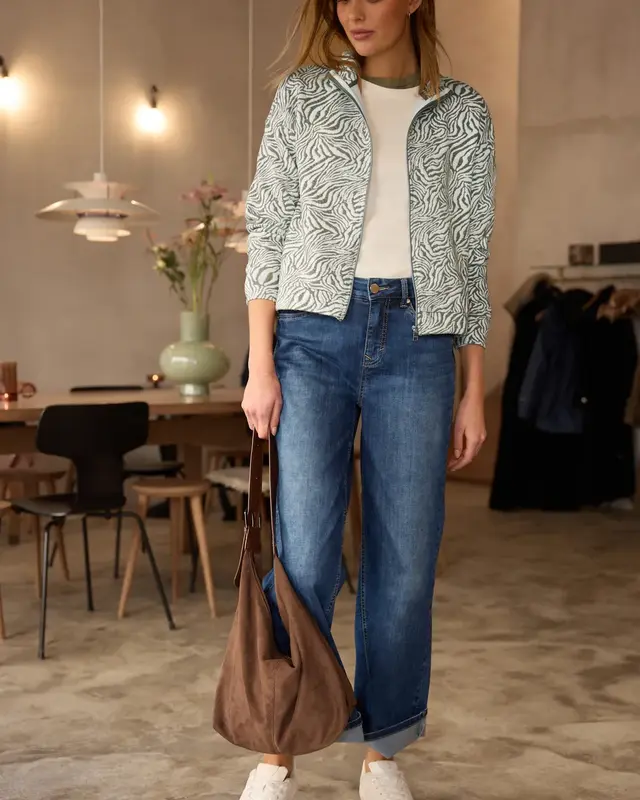 Street One Studio Jacket with Pattern - Lichen Green