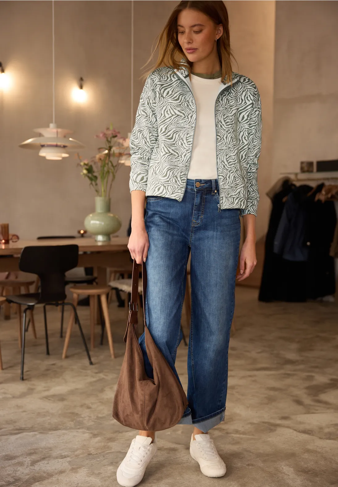 Street One Studio Jas met Patroon - Lichen Green