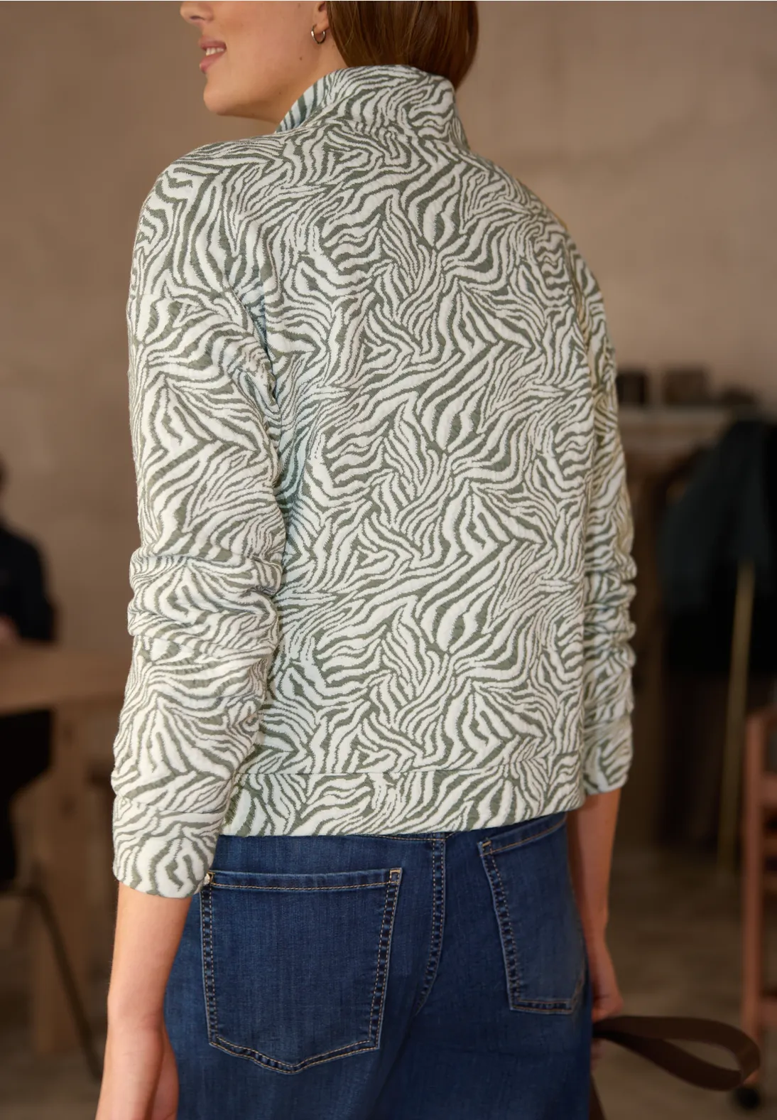 Street One Studio Jacket with Pattern - Lichen Green