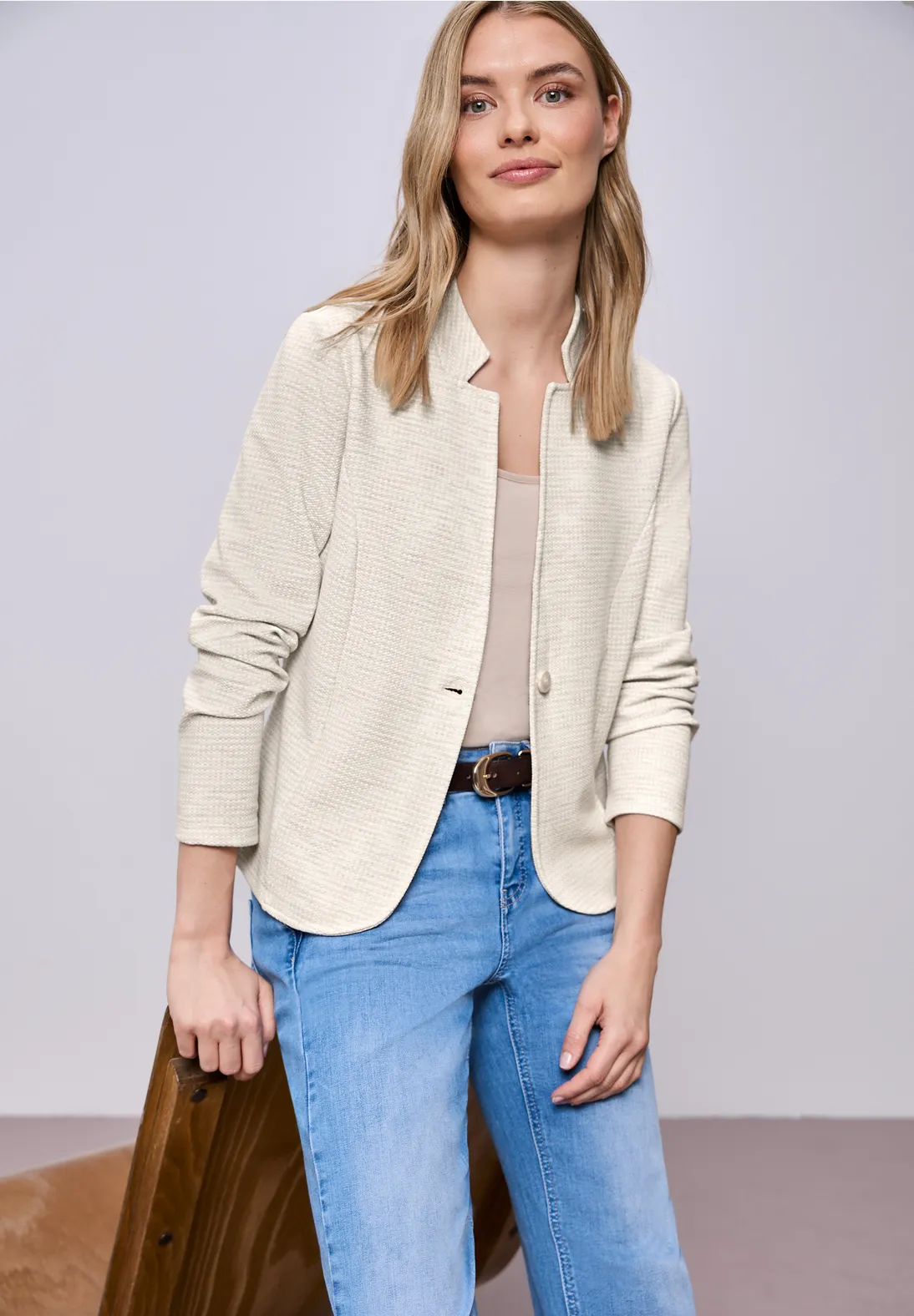 Street One Blazer with Structure - Smoke Beige