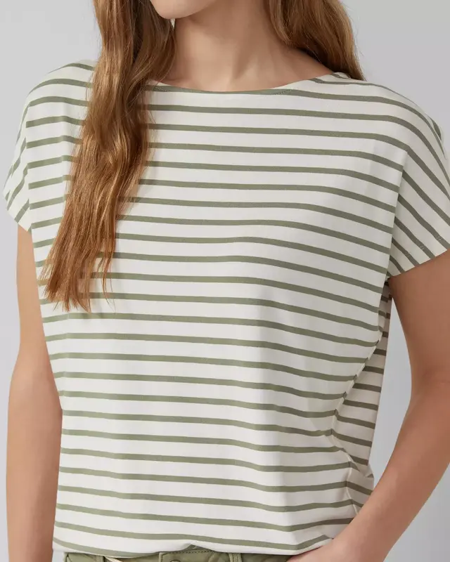 S. Oliver Relaxed Fit T-Shirt, Streep - Olive Green