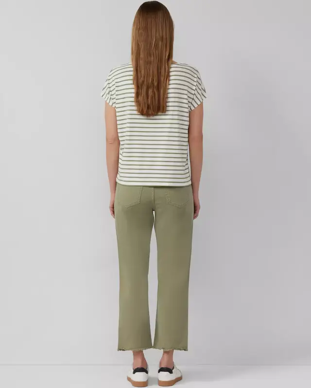 S. Oliver Relaxed Fit T-Shirt, Streifen - Olive Green