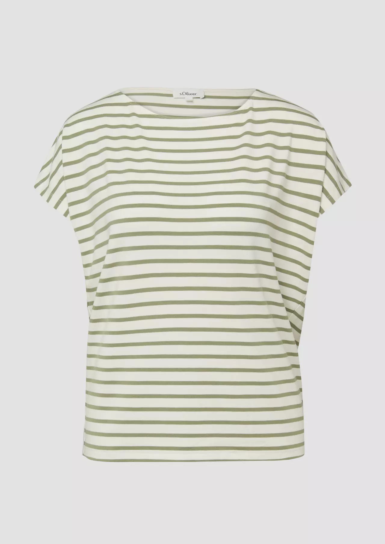 S. Oliver Relaxed Fit T-Shirt, Streifen - Olive Green