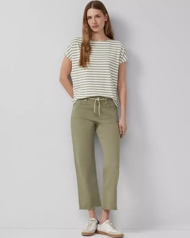 S. Oliver Relaxed Fit T-Shirt, Streifen - Olive Green