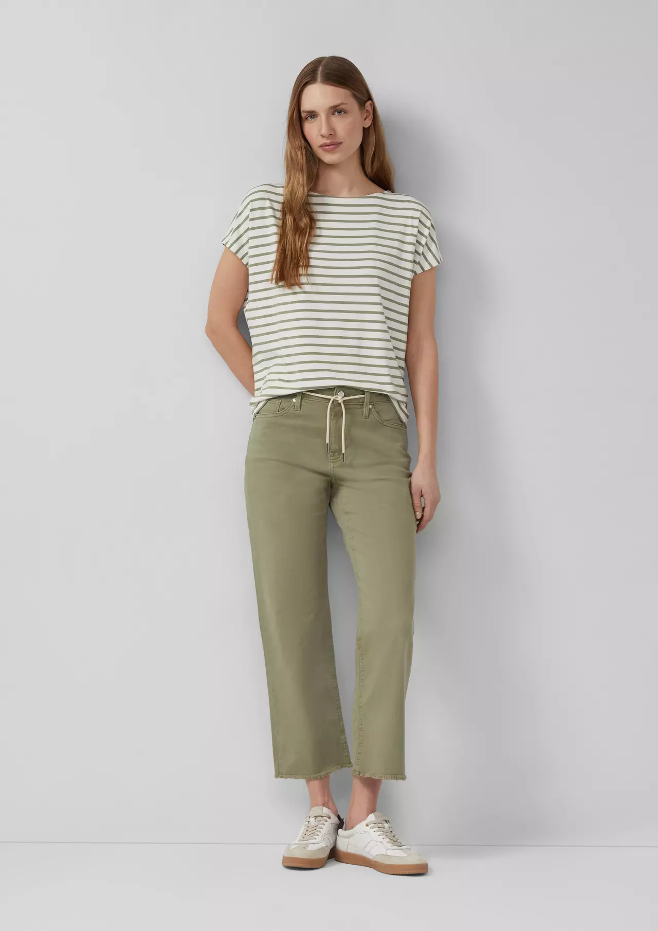 S. Oliver Relaxed Fit T-Shirt, Stripe - Olive Green