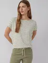 S. Oliver Relaxed Fit T-Shirt, Streep - Olive Green