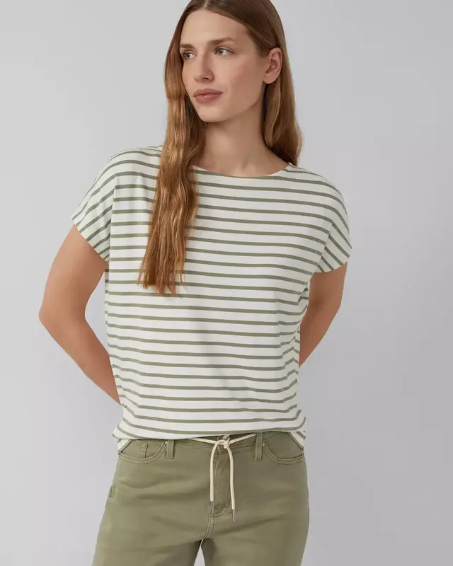 S. Oliver Relaxed Fit T-Shirt, Stripe - Olive Green