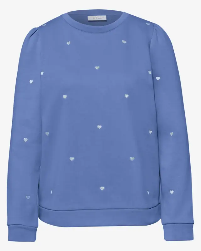 Street One Studio Sweatshirt met Hartjes - Blue Echo