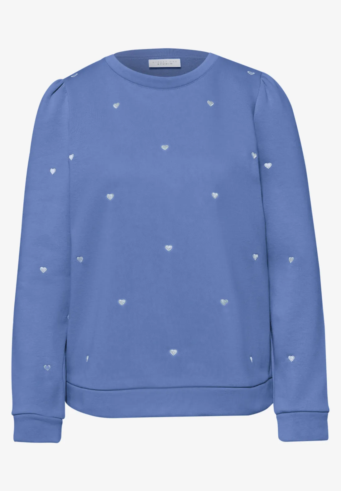 Street One Studio Sweatshirt with Hearts - Blue Echo