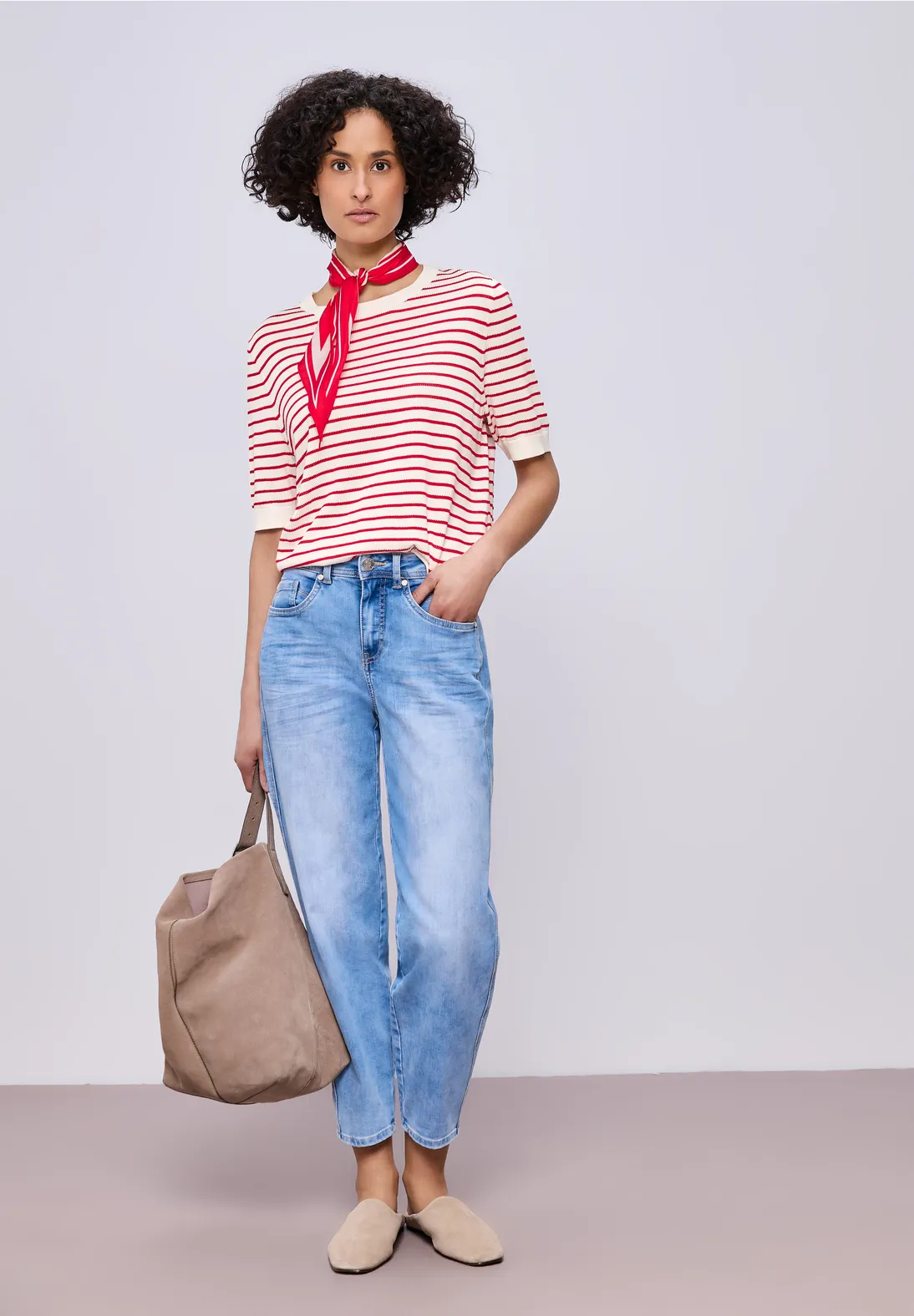 Street One Jumper with Stripes - Off White