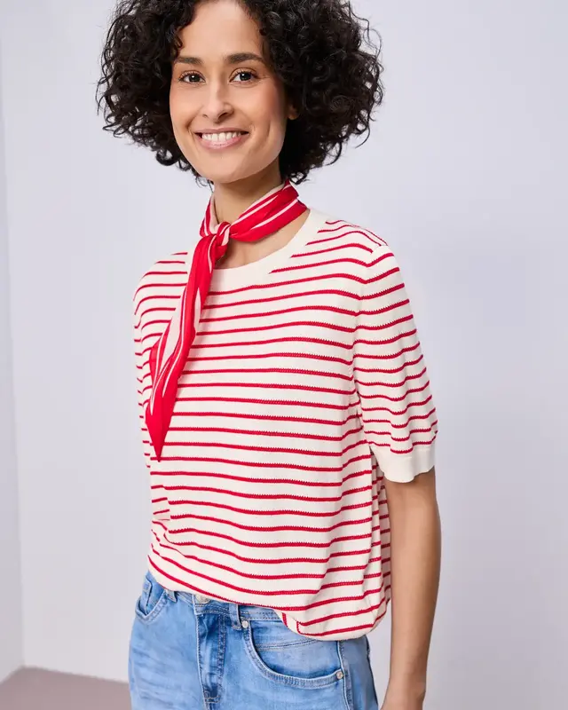 Street One Jumper with Stripes - Off White