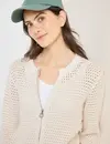 Cecil Langarm Cardigan in Crochet-Optik - Raw Sand Beige