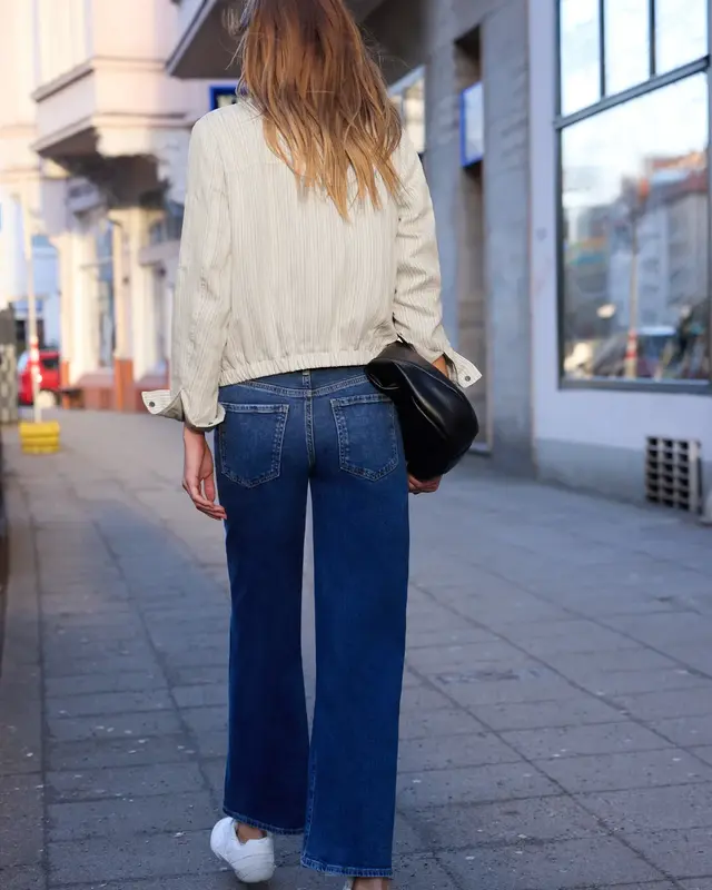 Street One Studio Blouson met Rits en Strepen - Soft Beige