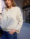 Street One Studio Blouson mit Zipper und Streifen - Soft Beige