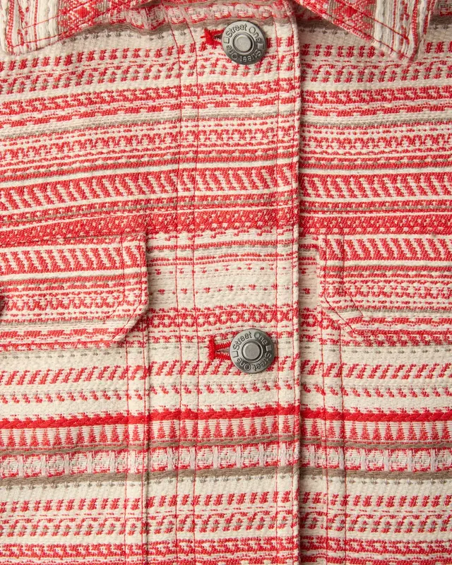 Street One Studio Jacket with Stripes, Bouclé - Torch Red