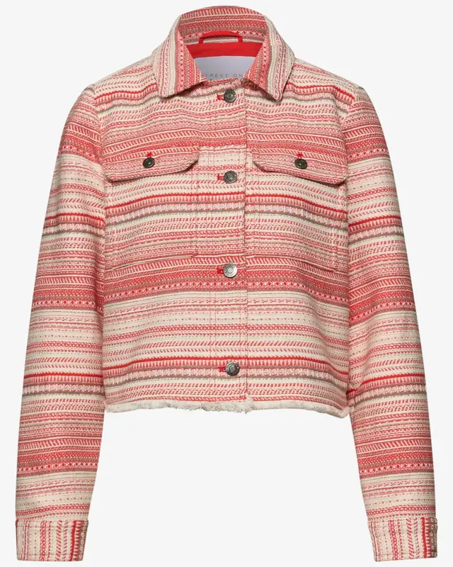 Street One Studio Jasje met Strepen, Bouclé Kwaliteit - Torch Red