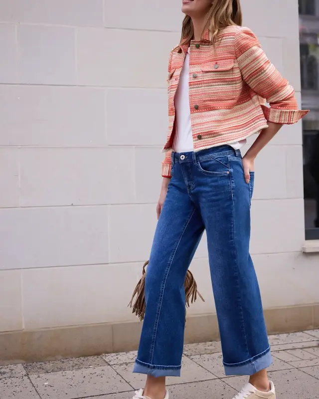 Street One Studio Jacket with Stripes, Bouclé - Torch Red