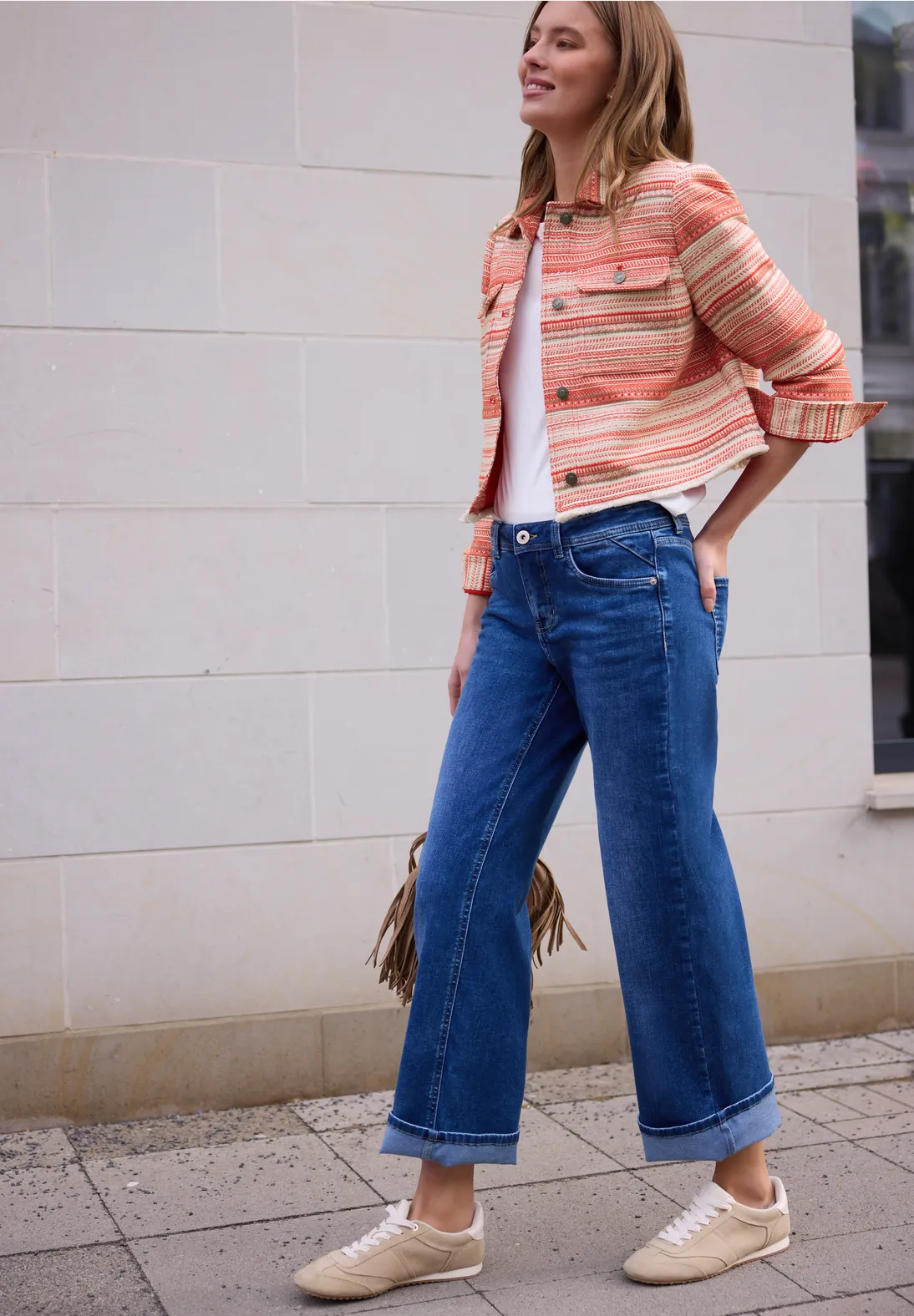 Street One Studio Jasje met Strepen, Bouclé Kwaliteit - Torch Red