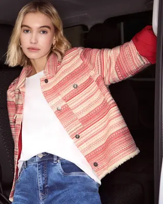 Street One Studio Jasje met Strepen, Bouclé Kwaliteit - Torch Red