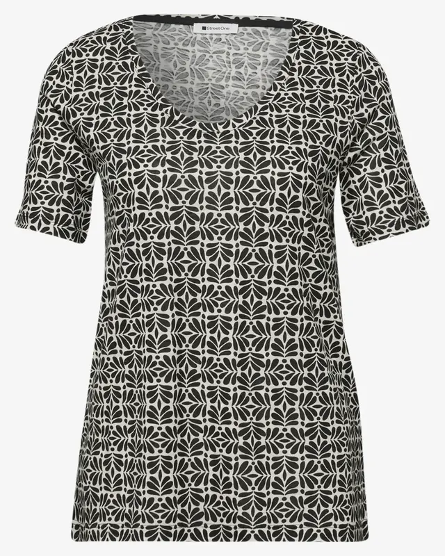 Street One Shirt with Minimal Print - Shadowed Navy