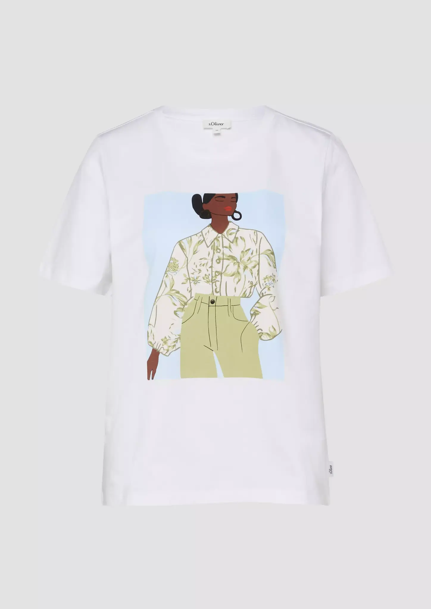 S. Oliver T-Shirt, Frontprint - White